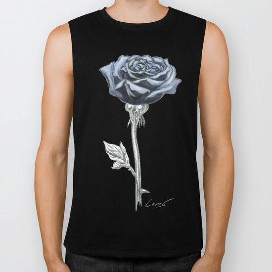 Rose 03b Botanical Flower * Blue Black Rose Biker Tank
