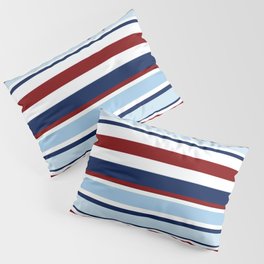 Nautical Stripes - Blue Red White Pillow Sham
