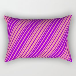 [ Thumbnail: Light Coral & Dark Violet Colored Lines/Stripes Pattern Rectangular Pillow ]