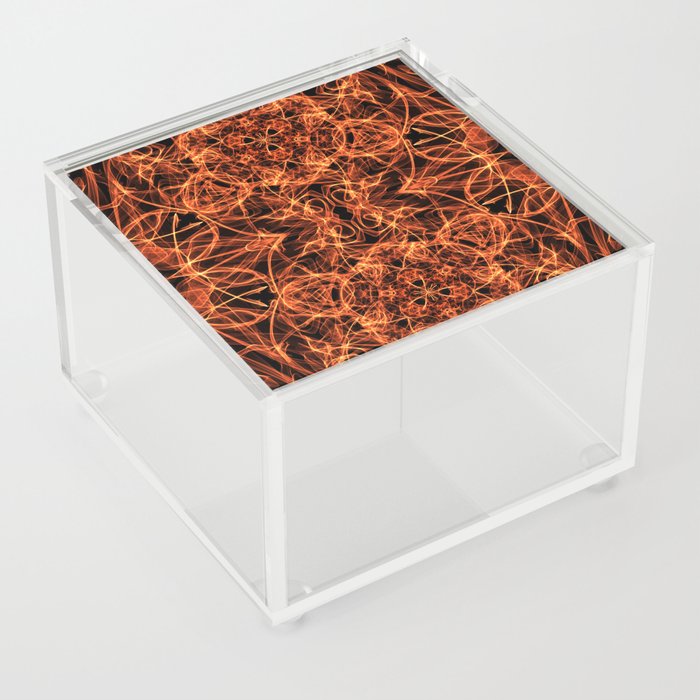 Liquid Light Series 35 ~ Orange Abstract Fractal Pattern Acrylic Box