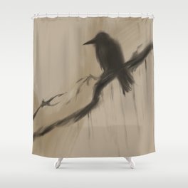 Crow One Canvas Shower Curtain