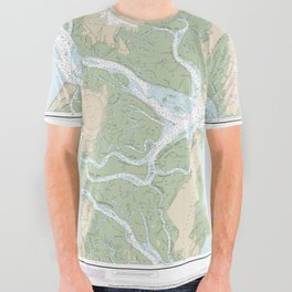 Ossabaw and St Catherines Sounds - Georgia Coastal Nautical Chart 11511 With Depth Readings All Over Graphic Tee