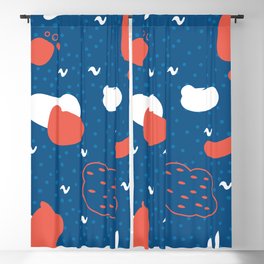 Abstract hippie red-blue pattern Blackout Curtain