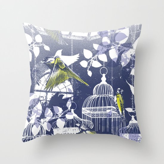 Green Finch Green House Throw Pillow