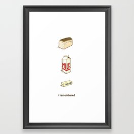 Loaf of Bread, Container of Milk and a Stick of Butter Framed Art Print