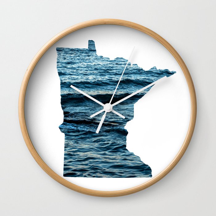 Minnesota Map | Lake Superior Waves | North Shore Wall Clock