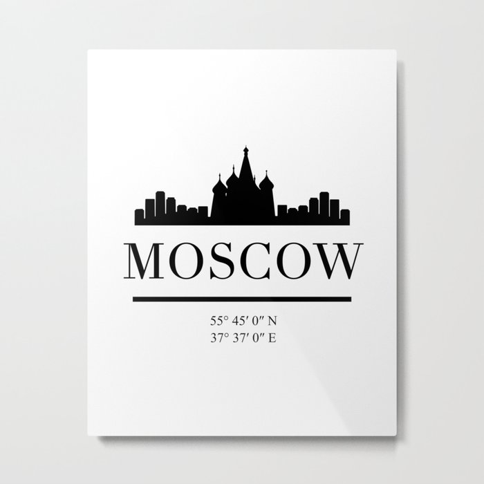MOSCOW RUSSIA BLACK SILHOUETTE SKYLINE ART Metal Print