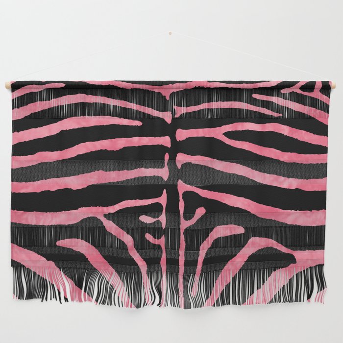 Zebra Wild Animal Tie Dye Print 267 Pink and Black Wall Hanging
