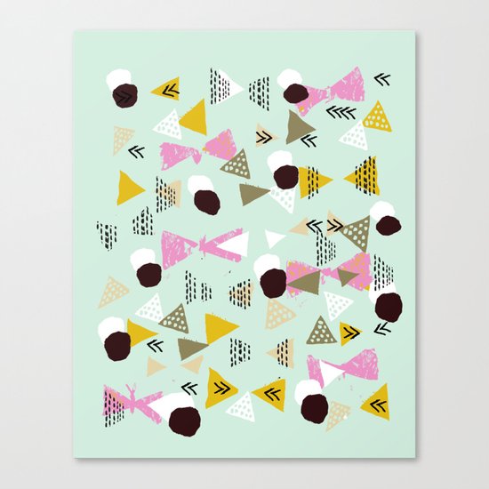 Ralea - abstract design triangle geometric circle print texture dots mid century modern graphic Canvas Print