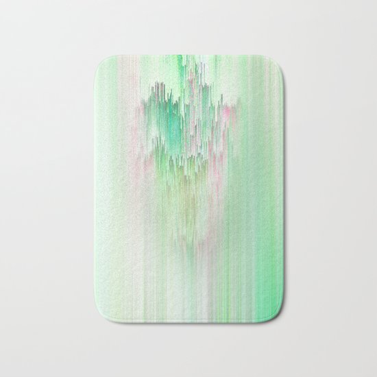Abstract Cascade Glitch 1.Green Bath Mat