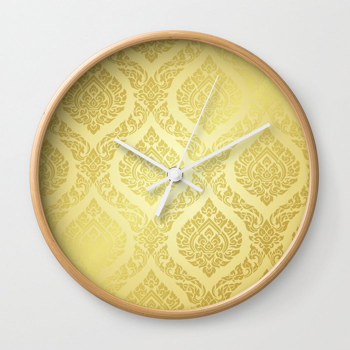 Thai Pattern supreme gold background Wall Clock