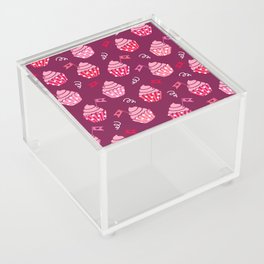 Valentine's cupcakes burgundy pink party Acrylic Box