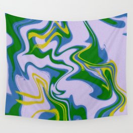 Green and Gray Wavy Grunge Wall Tapestry
