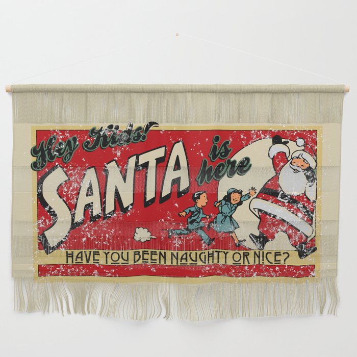 Naughty or Nice?, Vintage Santa Poster Wall Hanging