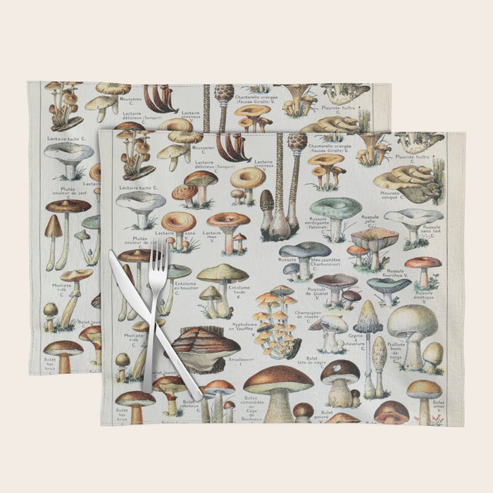 Vintage Mushroom Poster Placemat by SFT Design Studio Society6