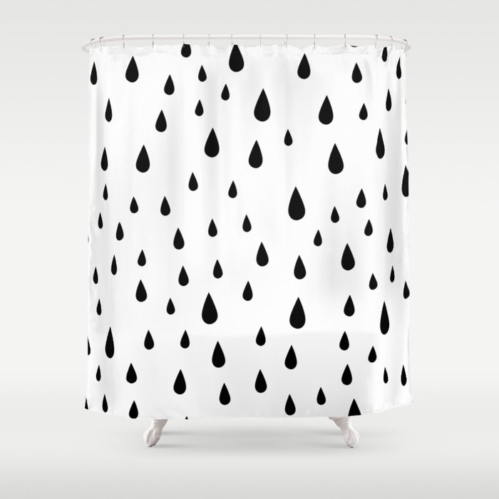 Black Raindrops pattern Shower Curtain