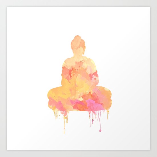 Buddha art illustration watercolor Art Print