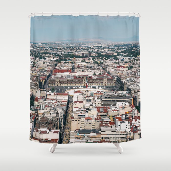 Mexico Photography - Mexico City Seen From Above Shower Curtain