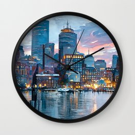 Boston Skyline Wall Clock