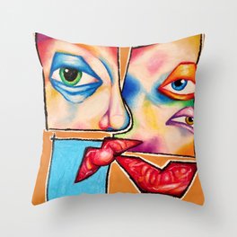 colorful abstract face Throw Pillow