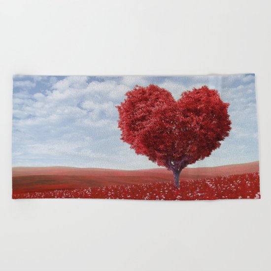Tree heart Beach Towel