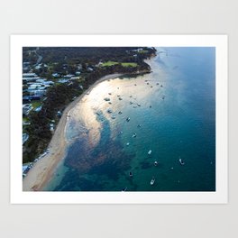 Portsea Beach at sunset - Aerial Drone view Art Print