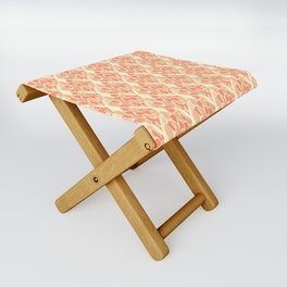 When Hearts Meet Together Pattern - Peach Hearts (On Cream) Folding Stool