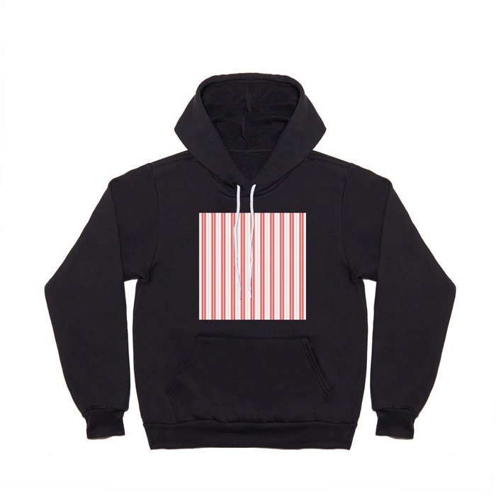 Apple Red and White Vintage American Country Cabin Ticking Stripe Hoody