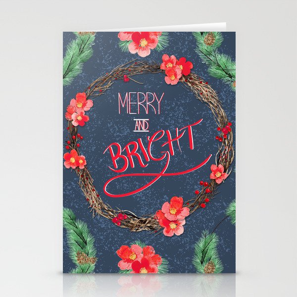 Merry & Bright (blue) Stationery Cards