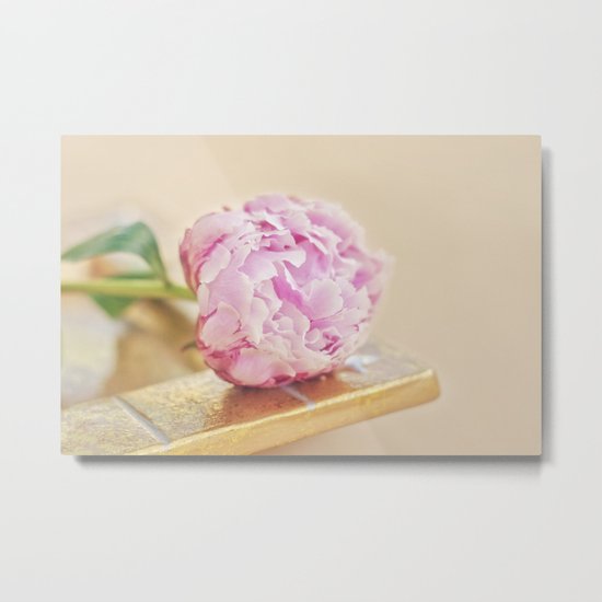 PEONY WITH GOLD Metal Print