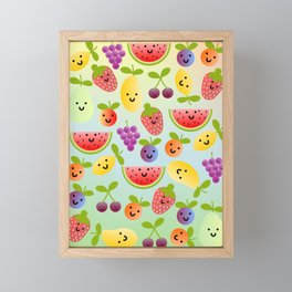Colourful Kawaii Summer Fruit Framed Mini Art Print