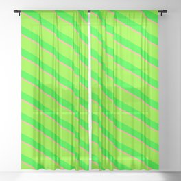 [ Thumbnail: Light Salmon, Green, and Lime Colored Lines Pattern Sheer Curtain ]