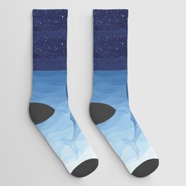 Whale blue ocean Socks