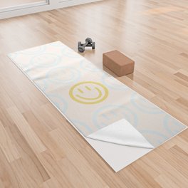 Preppy Smiley Face - Blue and Yellow Yoga Towel