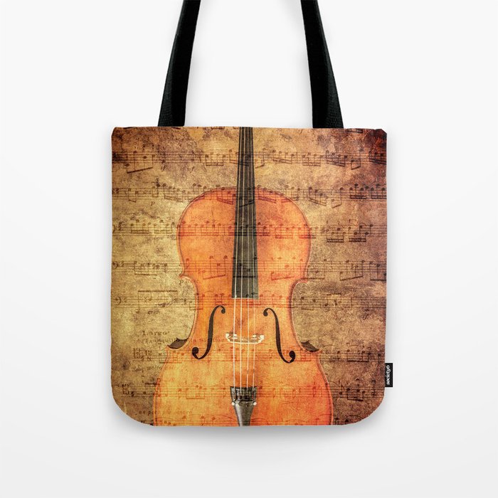 Cello with vintage textures Tote Bag