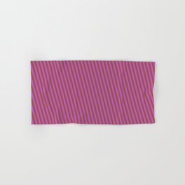 [ Thumbnail: Sienna & Orchid Colored Pattern of Stripes Hand & Bath Towel ]