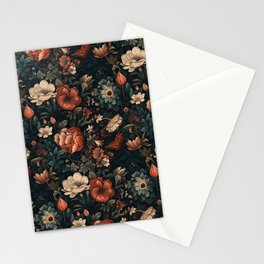 Vintage Aesthetic Beautiful Flowers, Nature Art, Dark Cottagecore Plant Collage - Flower Stationery Card