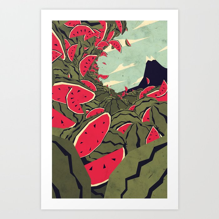 Discover the motif WATERMELON SURF DREAM by Yetiland as a print at TOPPOSTER