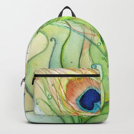 Peacock Feather Green Texture and Bubbles Backpack