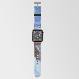 Santa flying over the snowy countryside on Christmas Eve Apple Watch Band