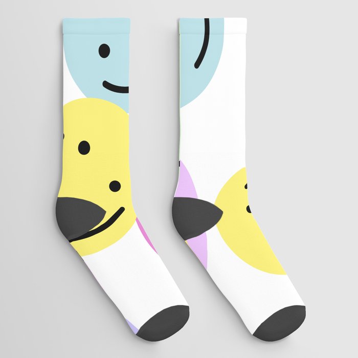 Bright neon smiley design  Socks