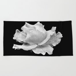 White Rose On Black Beach Towel