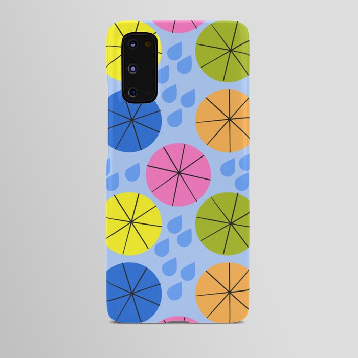 Mid-Century Modern Spring Rainy Day Colorful Blue Android Case