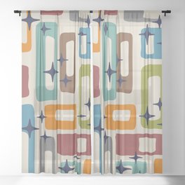 Retro Mid Century Modern Abstract Pattern 224 Atomic Googie Sheer Curtain