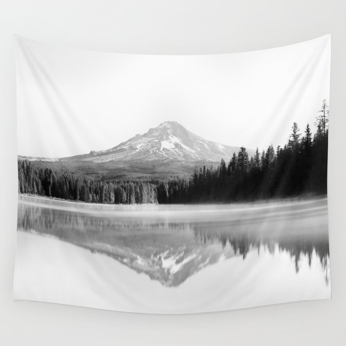 Mount Hood Moments - Black and White PNW Landscape Wall Tapestry
