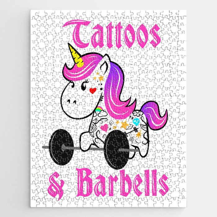 Tattoo Barbell Girl Unicorn Jigsaw Puzzle