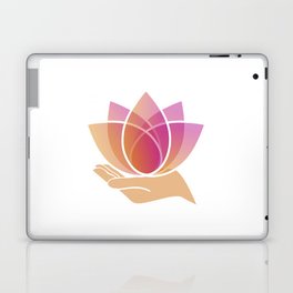 Hand holding a pink lotus flower	 Laptop Skin