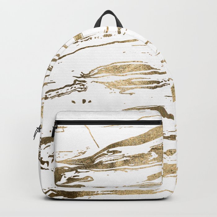Gold abstract marbleized paint Backpack