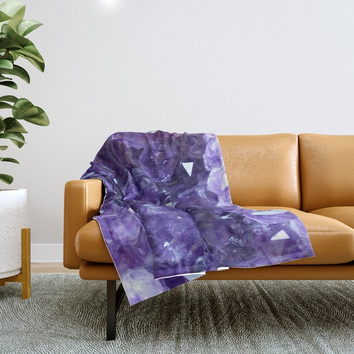 Raw Amethyst - Crystal Cluster Throw Blanket