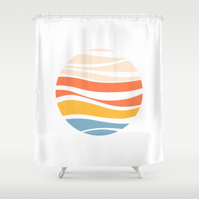 Deep Sea - Retro Abstract Minimalistic Art Design Pattern Shower Curtain